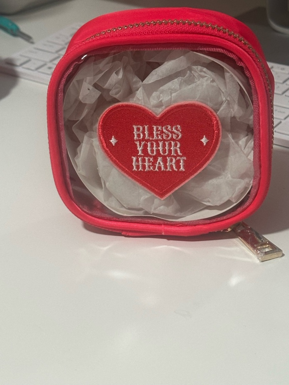 Red Heart Patch Pouch - "Bless Your Heart"